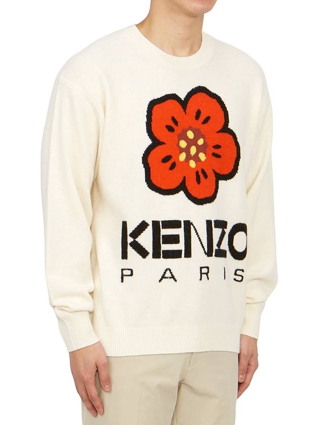 Boke Flower Merino Wool Knit Top Off White - KENZO - BALAAN 4