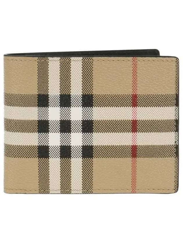 Check Slim Bifold Leather Half Wallet Beige - BURBERRY - BALAAN 2