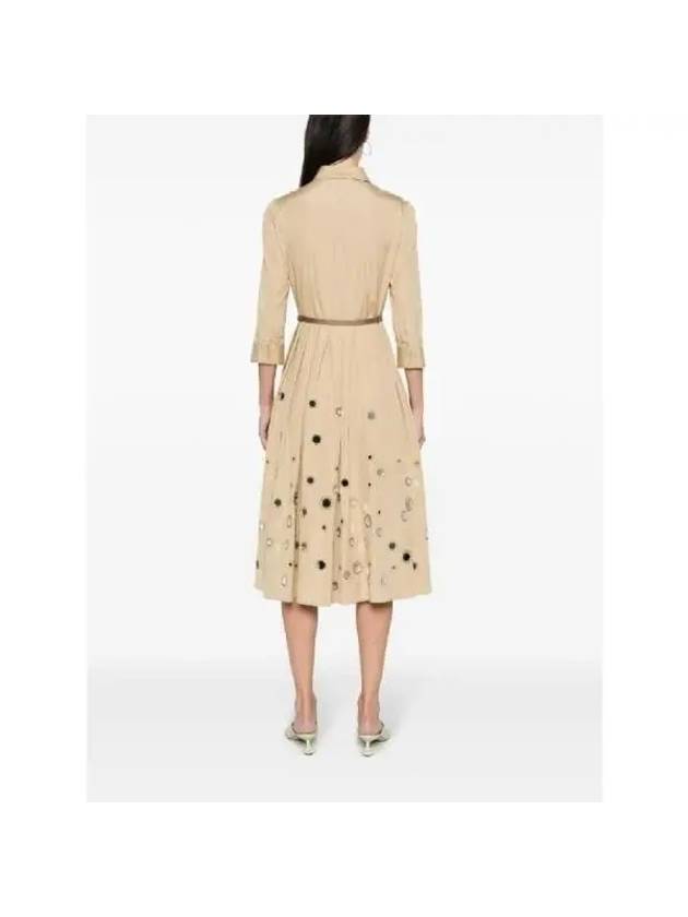 Cotton Shirt Midi Dress Beige - PRADA - BALAAN 5