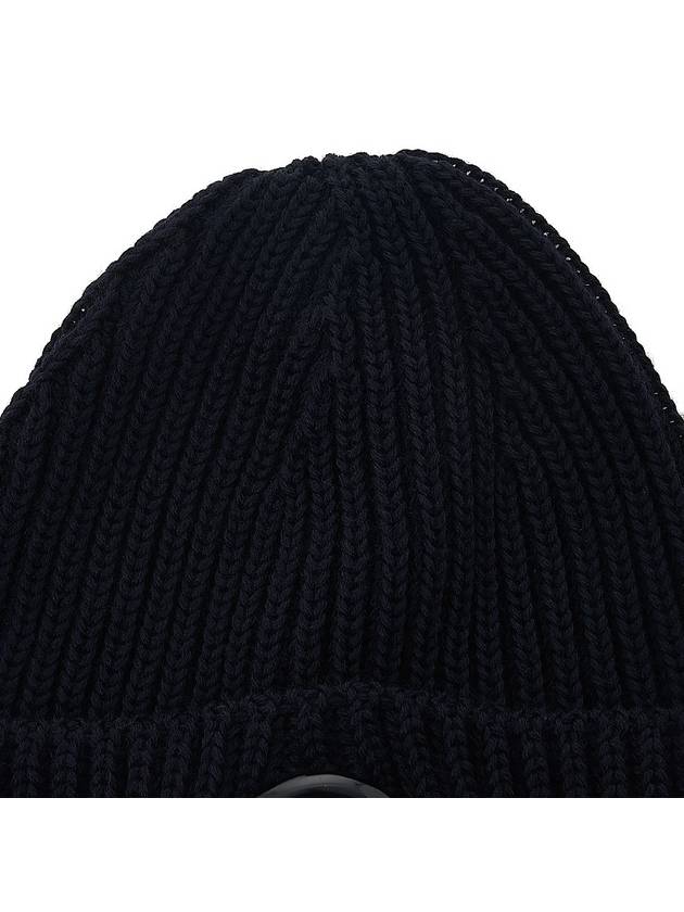 Lens Wappen Extra Fine Merino Wool Beanie Navy - CP COMPANY - BALAAN 8