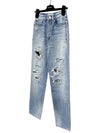 Women's Distressed Denim Straight Jeans Vintage Blue - BALENCIAGA - BALAAN.