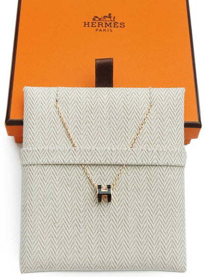 Mini Pop H Pendant Rose Gold & Noir - HERMES - BALAAN 2