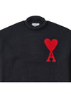 Heart Logo Knit Turtleneck Black - AMI - BALAAN 4