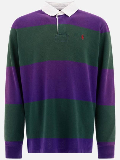 Stripe Classic Fit Long Sleeve PK Shirt Green Purple - POLO RALPH LAUREN - BALAAN 2