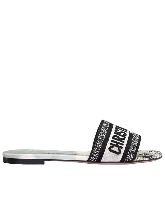 Dway Paris Motif Embroidery Cotton Slippers Black White - DIOR - BALAAN 1