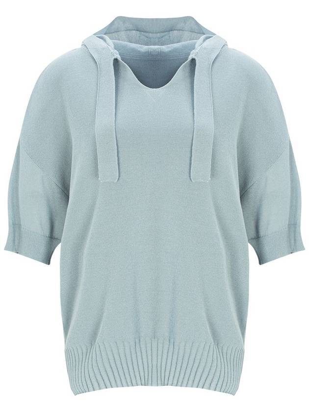 half sleeve hooded knit top slate blue - CALLAITE - BALAAN 1