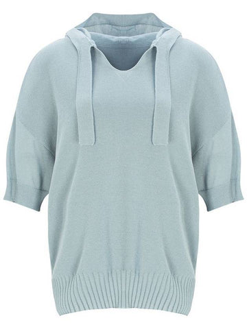 half sleeve hooded knit top slate blue - CALLAITE - BALAAN 1