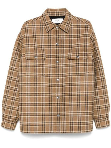 Check Overshirt Jacket Camel - CELINE - BALAAN 1