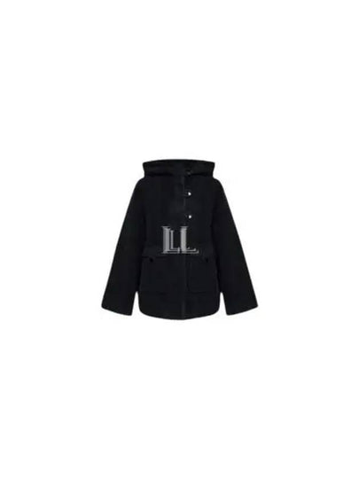 Wool Hooded Jacket Black - GANNI - BALAAN 2