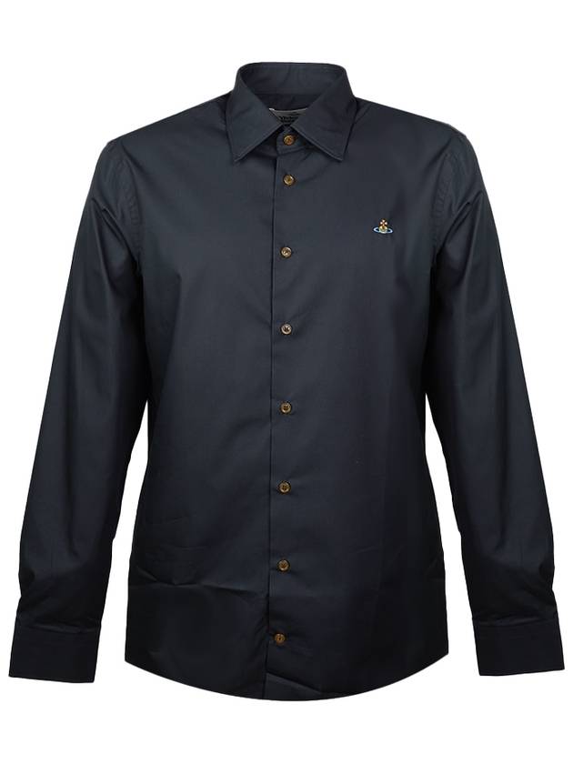 Men's Embroidered ORB Long Sleeve Shirt Black - VIVIENNE WESTWOOD - BALAAN 2