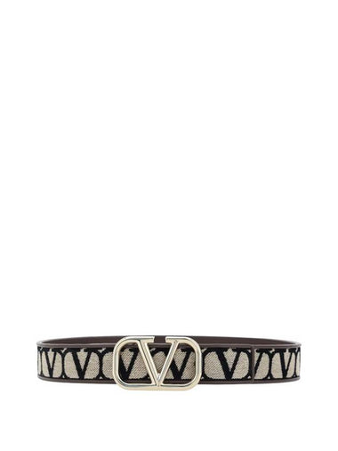 V Logo Signature Jacquard Belt Beige - VALENTINO - BALAAN 1