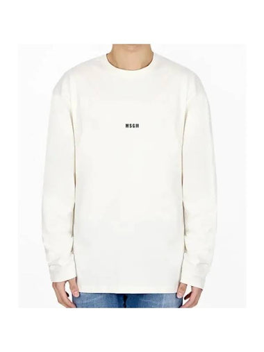 Micro Logo Print Long Sleeve T-Shirt Ivory - MSGM - BALAAN 1