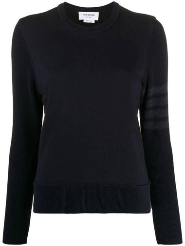 Women's Classic Loopback 4 Bar Crew Neck Sweatshirt Navy - THOM BROWNE - BALAAN 1