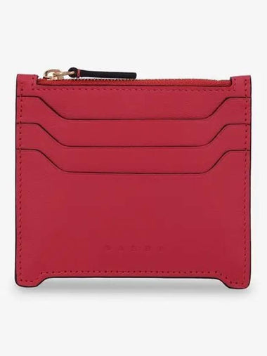 Zipper Leather Card Wallet Tulip - MARNI - BALAAN 1