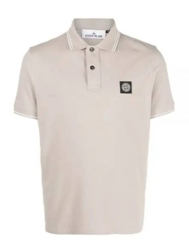 Stretch Cotton Pique Short Sleeve Polo Shirt Dove Grey - STONE ISLAND - BALAAN 2