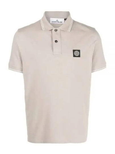 Stretch Cotton Pique Short Sleeve Polo Shirt Dove Grey - STONE ISLAND - BALAAN 2