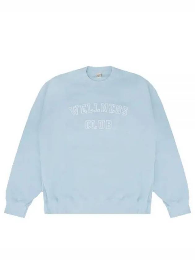 Wellness Club Flock Crew Neck Cotton Sweatshirt Baby Blue - SPORTY & RICH - BALAAN 2