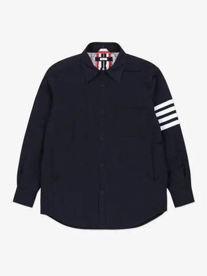 4 Bar Poly Twill Down Shirt Jacket Navy - THOM BROWNE - BALAAN 2