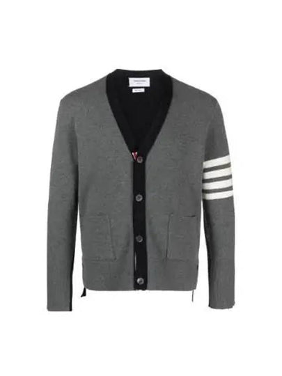 4 Bar Stripe Intarsia Wool Cardigan Grey - THOM BROWNE - BALAAN 2