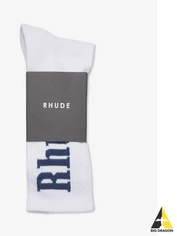 Men s Logo Socks White Navy RHFW22SO040708070807 - RHUDE - BALAAN 1