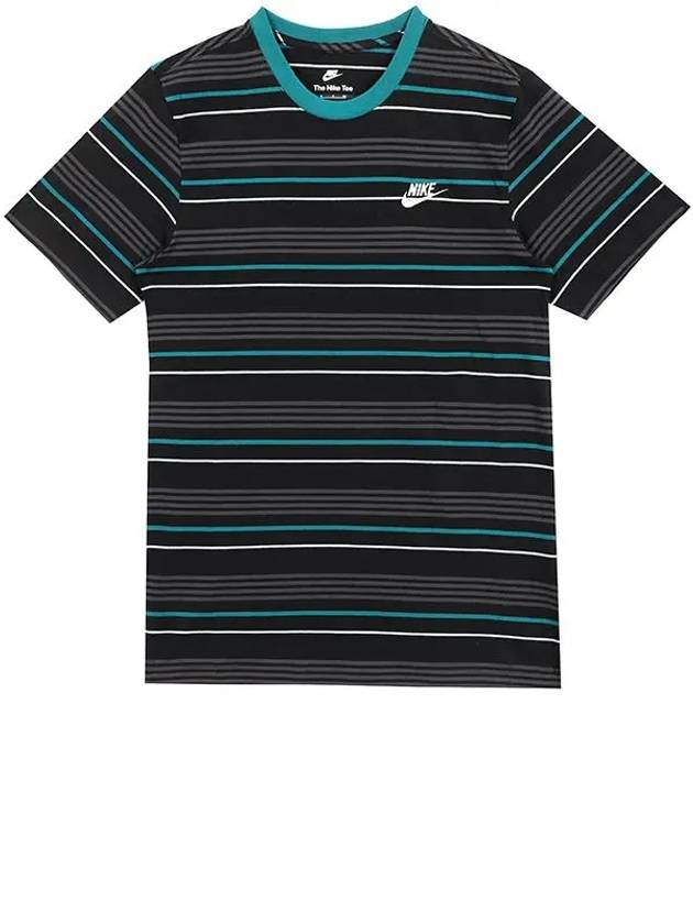 NSW Club Stripe Short Sleeve T Shirt Black - NIKE - BALAAN 3