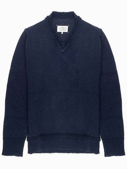 Men's 4 Stitch Elbow Patch Knit Top Navy - MAISON MARGIELA - BALAAN 2