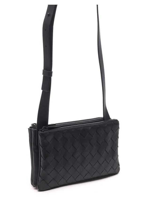 Triple Zipper Cross Bag Black - BOTTEGA VENETA - BALAAN 4