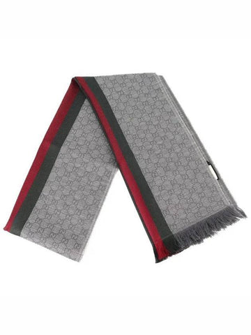 Web GG Two-Tone Muffler Grey - GUCCI - BALAAN 1