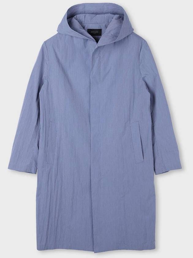 Striped Hooded Trench Coat Blue - PANICALE - BALAAN 2