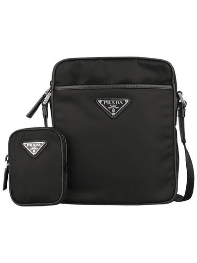 Triangle Logo Re-Nylon Saffiano Leather Cross Bag Black - PRADA - BALAAN 2