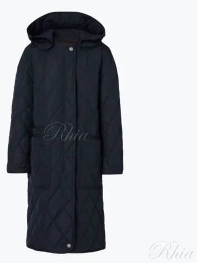 Women's Detachable Hooded Diamond Quilted Long Padding Coral Navy - BURBERRY - BALAAN 2