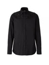 Crystal Oak Leaf Long Sleeve Shirt Black - BURBERRY - BALAAN 2