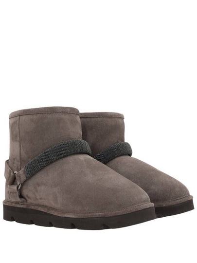 Brunello Cucinelli Suede Ankle Boot With Shiny Strap - BRUNELLO CUCINELLI - BALAAN 2