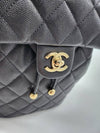 Shiny Grained Calfskin Gold Metal Backpack Black - CHANEL - BALAAN 8