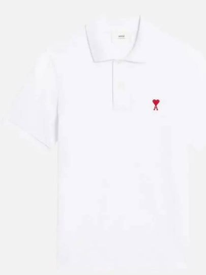 Heart Logo Polo Shirt White - AMI - BALAAN 2