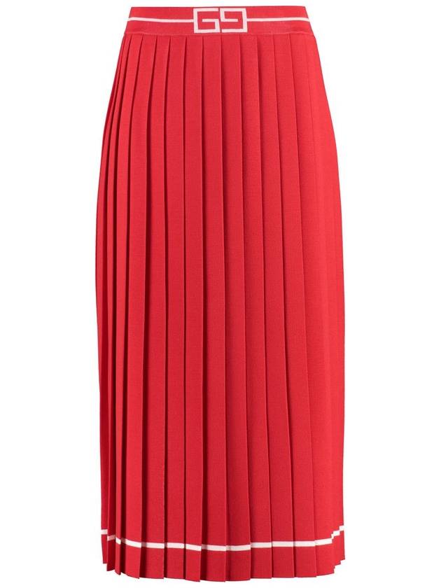 Wool Jacquard Pleated Skirt Red - GUCCI - BALAAN 2