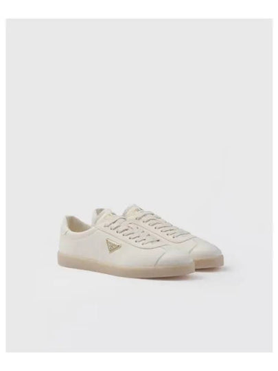 Triangle Logo Lane Leather Low-Top Sneakers Ivory - PRADA - BALAAN 2