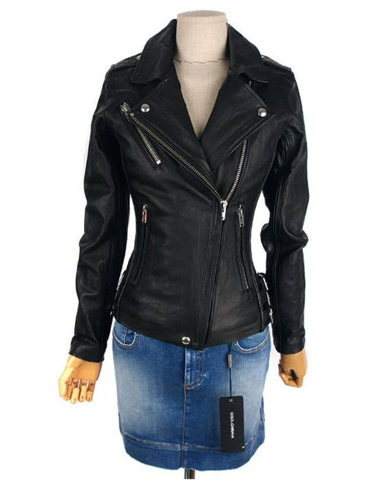 TARA AB012 BLA01 Biker leather jacket black - IRO - BALAAN 1