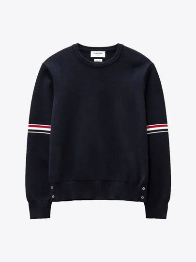 Men's Milan Stitch Armband Crew Neck Knit Top Navy - THOM BROWNE - BALAAN 2