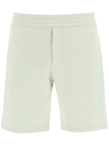 Men's Opal Logo Cotton Shorts Green - ALEXANDER MCQUEEN - BALAAN 1