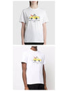 Oly Taxi Fox Print Round Cotton Short Sleeve T-Shirt White - MAISON KITSUNE - BALAAN 5