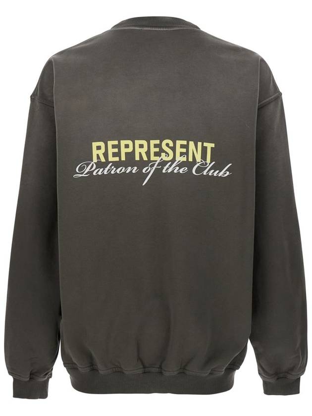 'Patron Of The Club' Olive Green Crewneck Sweater With Front And Back Logo Print In Cotton Man - REPRESENT - BALAAN 2