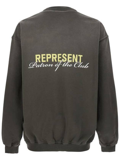 'Patron Of The Club' Olive Green Crewneck Sweater With Front And Back Logo Print In Cotton Man - REPRESENT - BALAAN 2