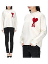 Intarsia Big Heart Logo Wool Knit Top Ivory - AMI - BALAAN 2