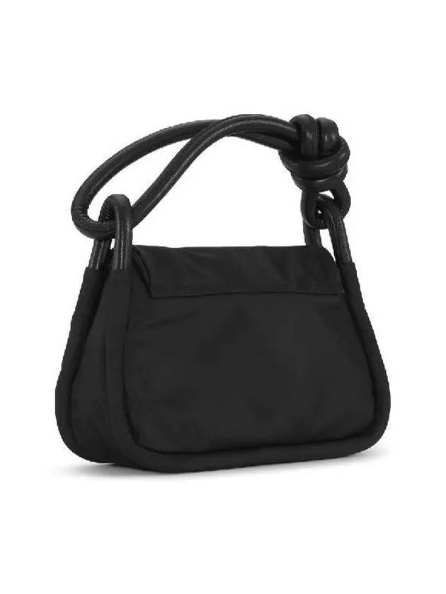 Women's KNOT Logo Gold Patch Flap Over Tote Bag Black - GANNI - BALAAN 3