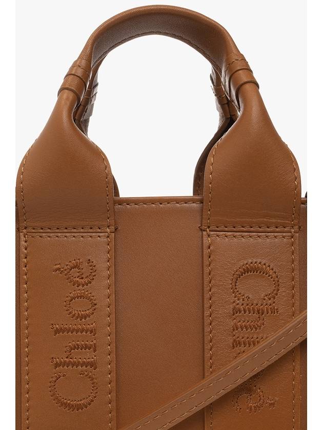 Woody Logo Calf Leather Mini Tote Bag Brown - CHLOE - BALAAN 7