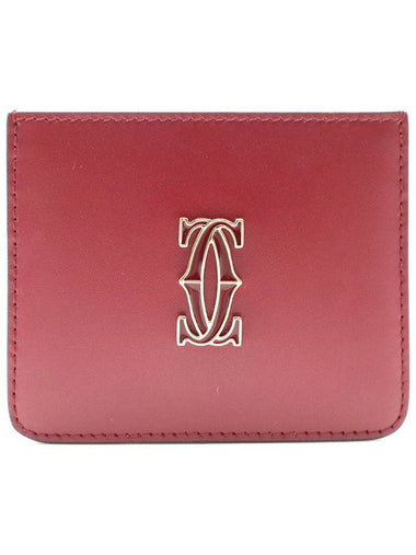 Cartier L3001887 Cherry Red Calfskin C De Card Wallet - CARTIER - BALAAN 1