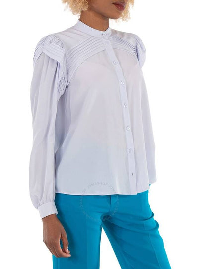 Chloe Ladies Blue Pleat Detail Silk Blouse, Brand Size 38 (US Size 4) - CHLOE - BALAAN 2