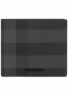 Check And Leather Half Wallet Charcoal - BURBERRY - BALAAN 2