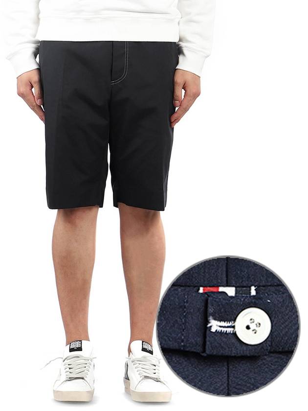 Men's Stitched Chino Shorts Navy - THOM BROWNE - BALAAN 2